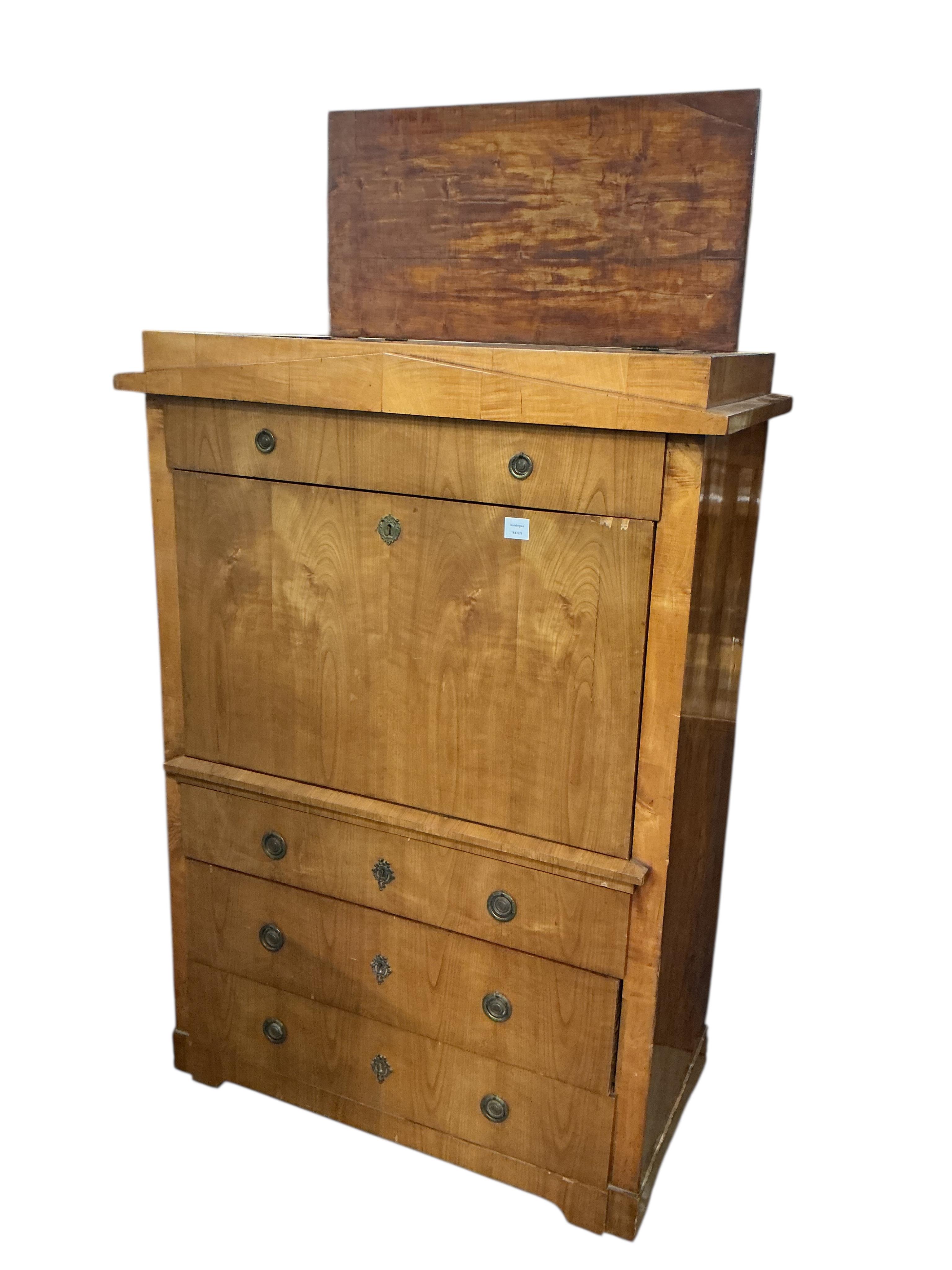 A 19th century Biedermeier cherry secretaire en abattant, width 106cm, depth 56cm, height 150cm